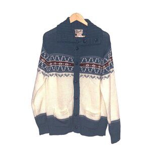 Sigallo Vintage Acrylic Button Down Grandpacore Winter Sweater Cardigan Large